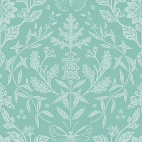 Large // Dahlia Damask // Ocean Wave