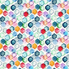 Watercolour Rainbow Hexagons - Tiny