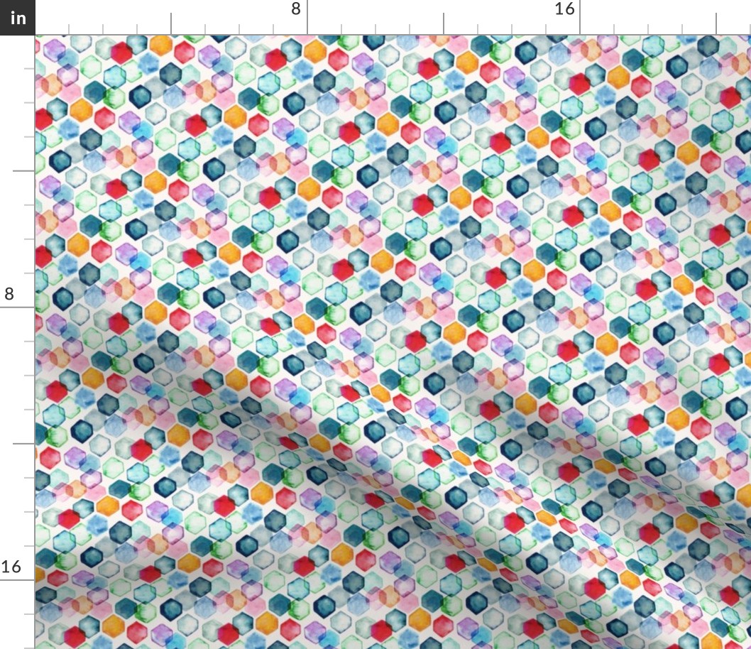 Watercolour Rainbow Hexagons - Tiny