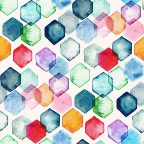 Watercolour Rainbow Hexagons - Small