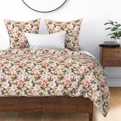 LENTEN ROSES - BARKCLOTH BIRDS COLLECTION (TAUPE)