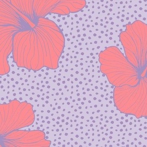 Hibiscus and Dots L - Lavender