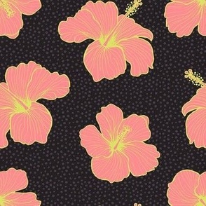 Hibiscus and Dots - Black