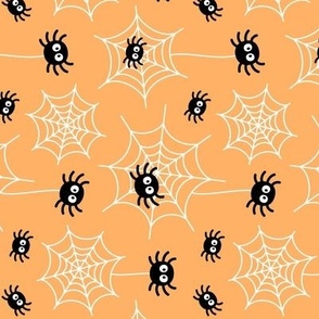 spiders and webs pastel orange » halloween rotated