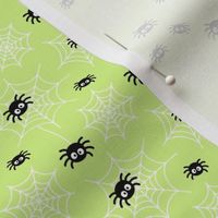 tiny spiders and webs pastel lime green » halloween