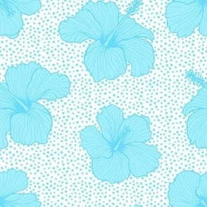 Hibiscus and Dots - Blue
