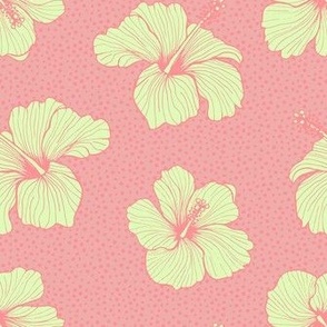 Hibiscus and Dots - Candy Pink