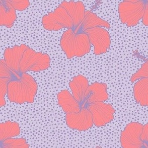 Hibiscus and Dots - Lavender