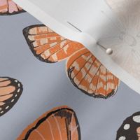 JUMBO boho butterfly fabric - beautiful feminine swallowtail monarch butterflies - dusty blue