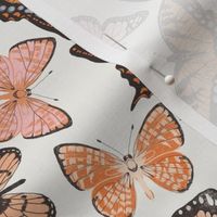 LARGE boho butterfly fabric - beautiful feminine swallowtail monarch butterflies - white
