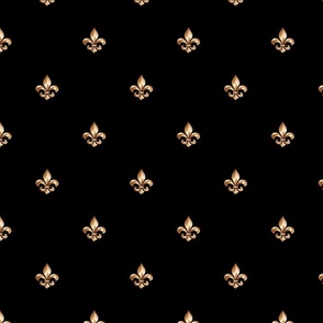 Faux-Effect Metallic Gold Fleur de Lis Royal Symbols on Midnight Black