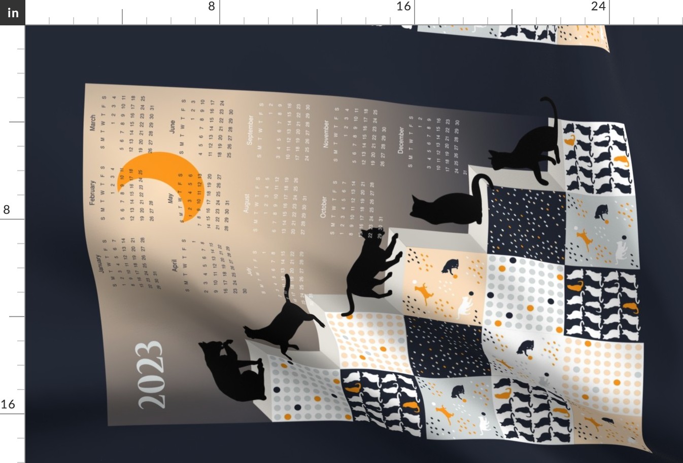 Stairway to Cat Heaven 2023 fabric calendar
