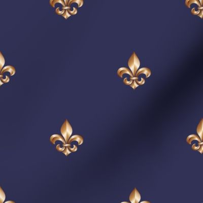 Micro Gold Fleur de Lis on Royal Blue