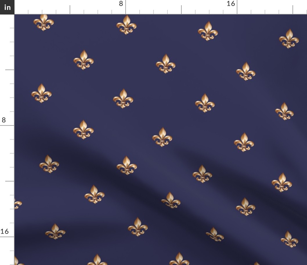 Micro Gold Fleur de Lis on Royal Blue