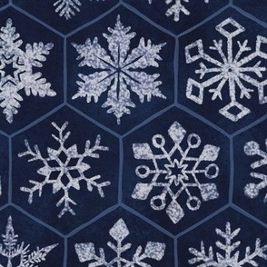 snowflakes - blue - frosty - large scale