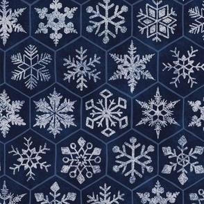 snowflakes - blue - frosty - regular scale