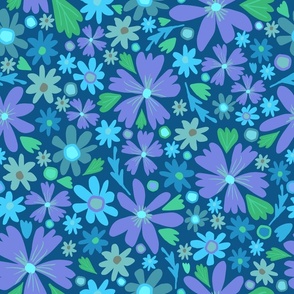 Cute Floral deep teal, 18 inch