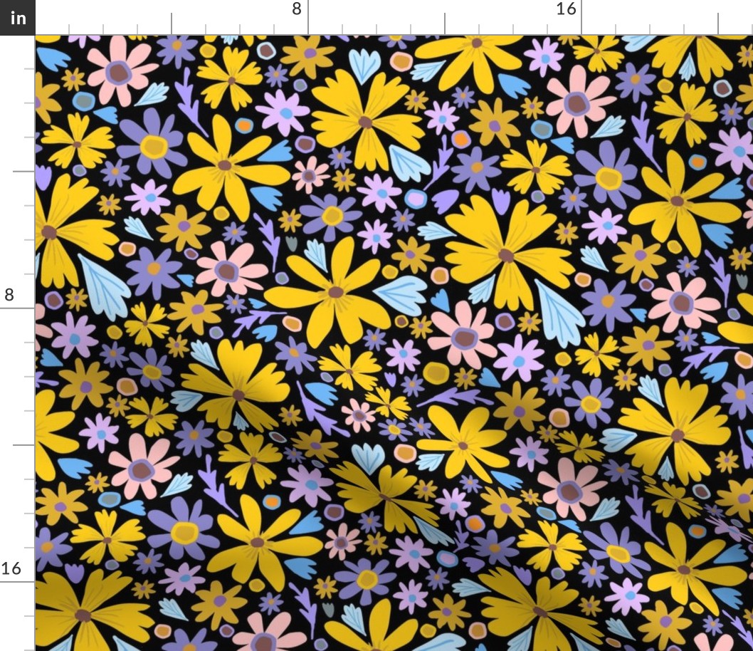 Cute Floral black, 12 inch