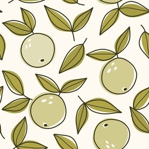 Airy Oranges in Olive Green