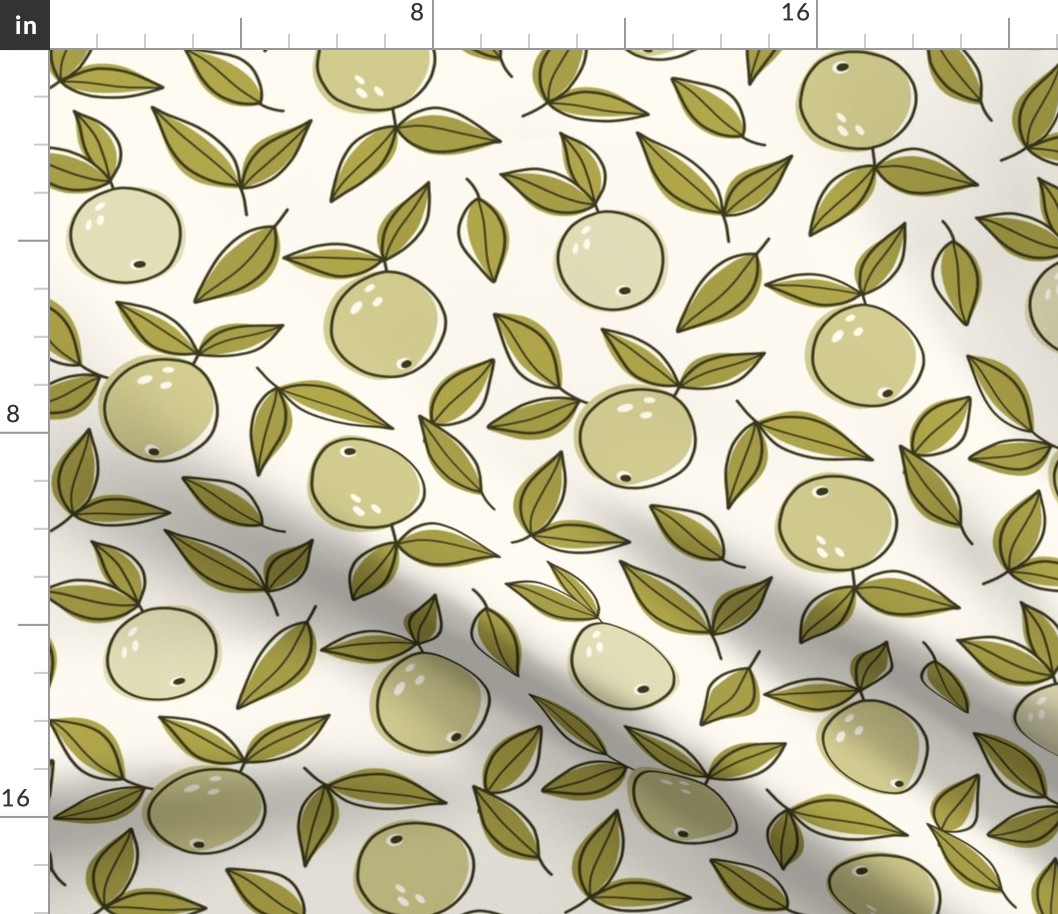 Airy Oranges in Olive Green