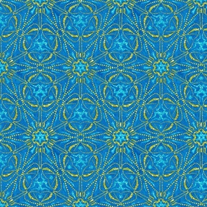 Blue and Gold Glass Chips Kaleidoscope