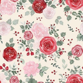 Peppermint Rose on Cream- Large