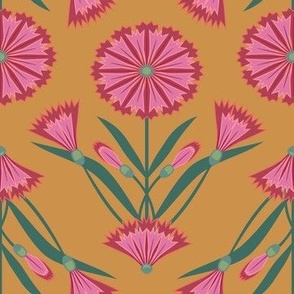 Bachelor Buttons Simplified Orange Pink