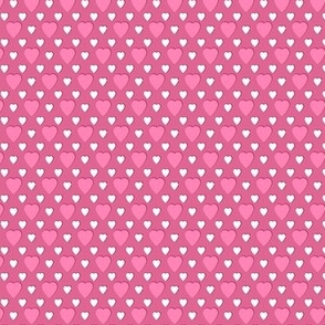 Hearts, pink on a dark pink background, small scale