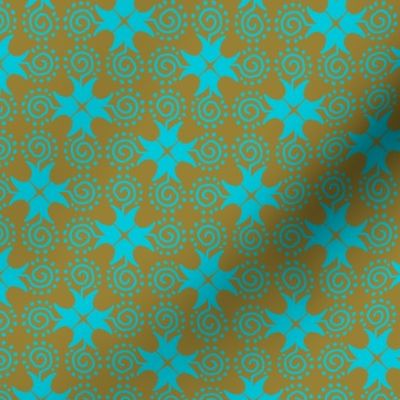 Doodle Cross - Gold and Blue