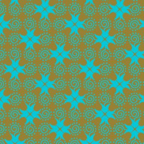 Doodle Cross - Gold and Blue
