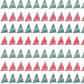 Simple Geometric Holiday  Pink and Green Christmas Trees