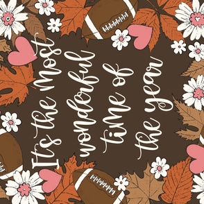 1 yard Minky Football Most Wonderful Time of the Year Chocolate