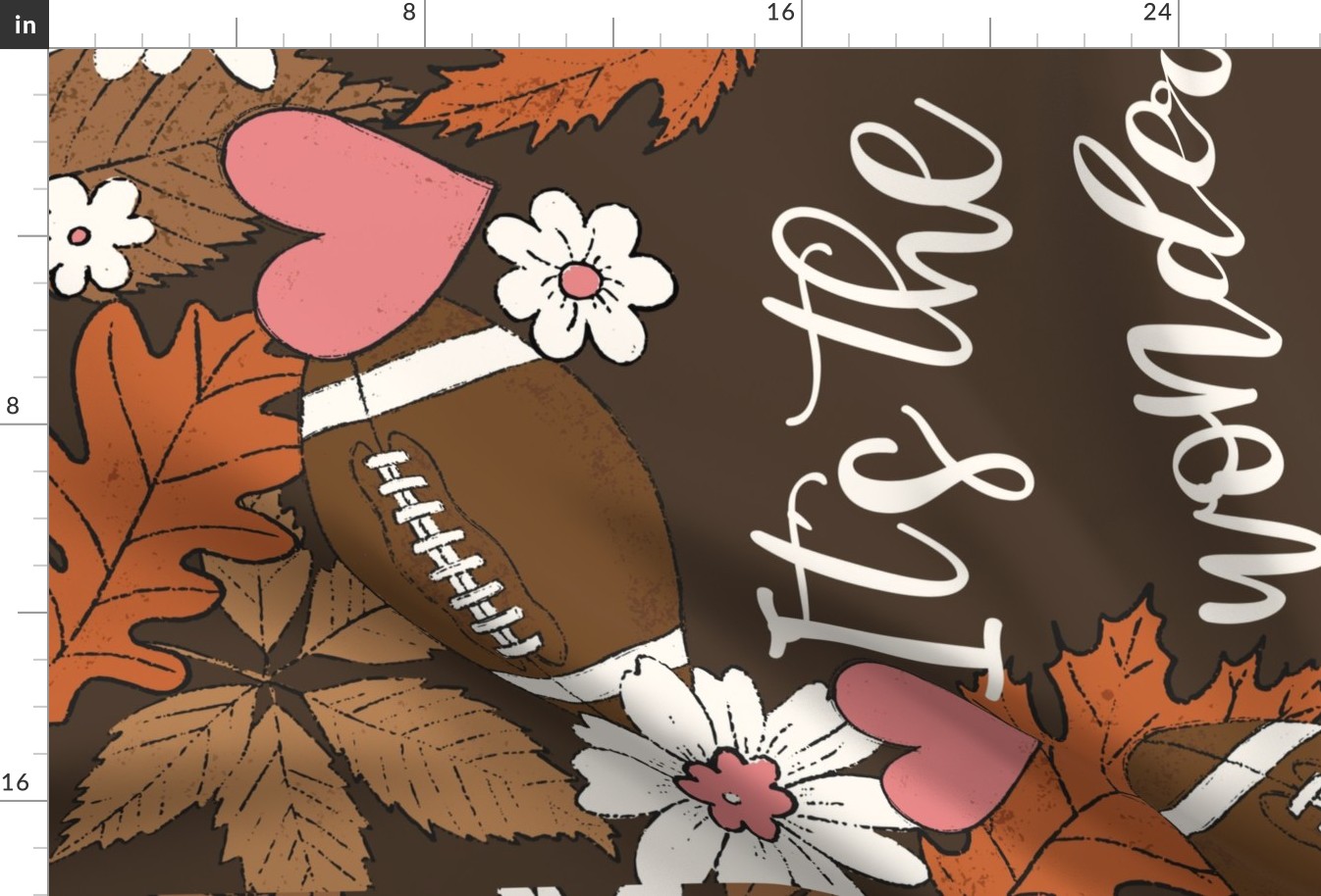1 yard Minky Football Most Wonderful Time of the Year Chocolate
