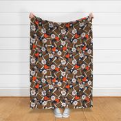 Football Fall and Florals Broncos - extra large scale