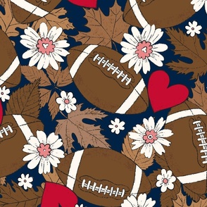 Football Fall and Florals Patriots - extra large scale