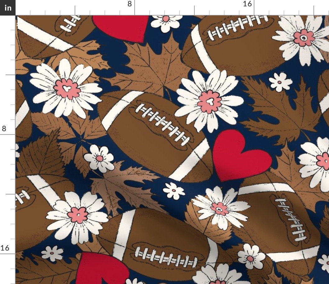 Football Fall and Florals Patriots - extra large scale