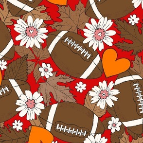 Football Fall and Florals TB Buccaneers - extra large scale