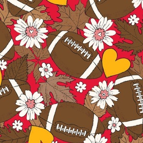 Football Fall and Florals KC Chiefs - extra large scale