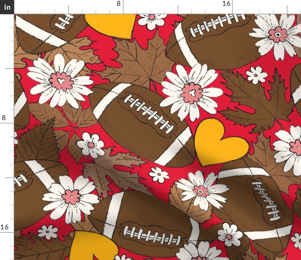 Football Fall and Florals KC Chiefs - extra large scale