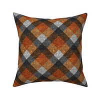 Fall Textured Plaid 2 - orange, gold, grey  - large scale