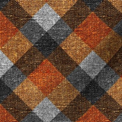 Fall Textured Plaid 2 - orange, gold, grey  - large scale