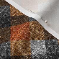 Fall Textured Plaid 2 - orange, gold, grey -medium scale