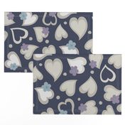 Hearts and Daisies on Navy