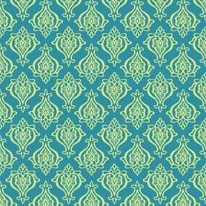 Indian Damask lagoon lemonlime