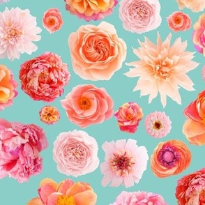 Crepe paper flower seamless pattern pastel colors