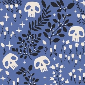 halloween skulls - blue