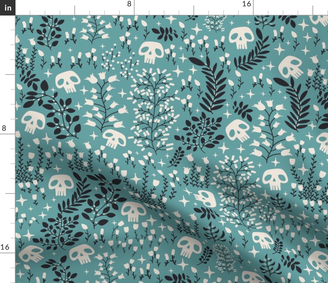 halloween skulls - light blue