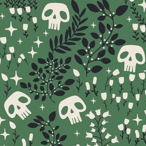 halloween skulls - green
