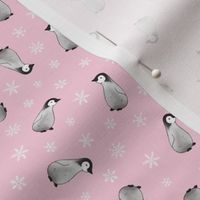 Baby Emperor Penguins - pink with snowflakes, small scale