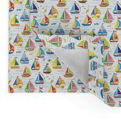 hand drawn sailboat ocean summer doodle pattern super small 3in.